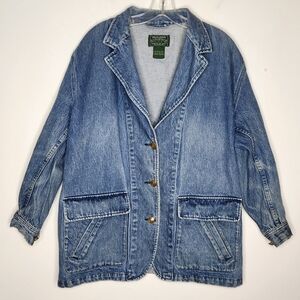 Vintage Ralph Lauren Country Womens Size Large Denim Chore Barn Coat 90s Western